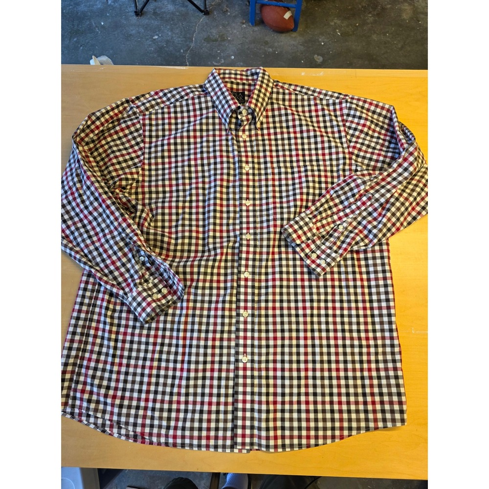 Jos. A. Bank Executive Collection Mens XL Red Black Check Cotton Button Down